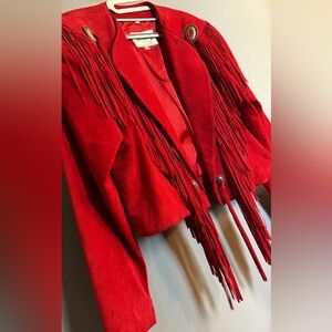 Vintage Scully Genuine Suede Red Fringe Jacket | Western Fringe | Size L